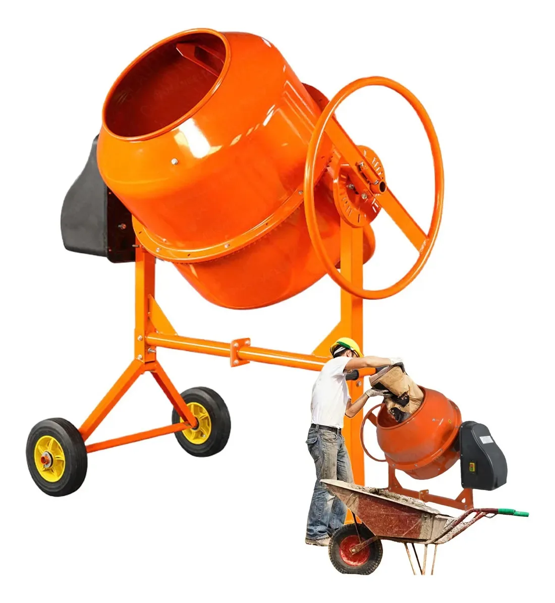 Agitador elétrico de concreto de 160 l | 1/2 saco | 650 w | Rodas | Design sólido | Ideal para casa/construção | Mistura uniforme | Economia de tempo