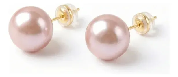 Brincos Mantou Pearl de 10 mm, brincos pequenos e brincos M rosa