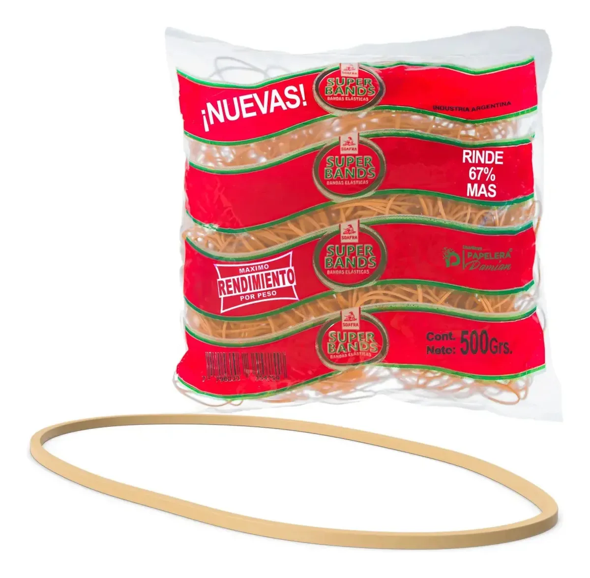 Faixas elásticas finas Super Bands No. 80 de 2 mm e 500 g de borracha