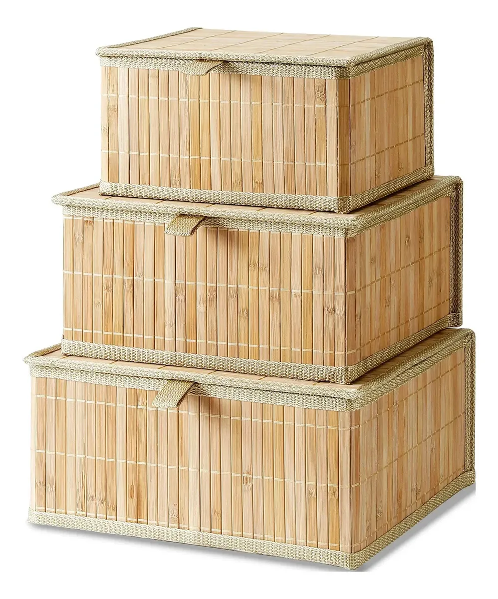 Caixas decorativas de armazenamento de bambu Honygebia, conjunto