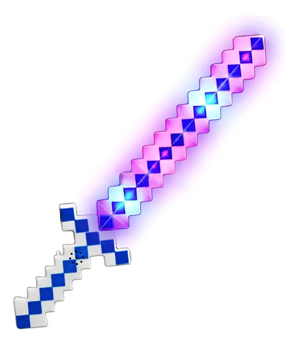 Brinquedo Espada Pixel Minecraft 58cm Som E Luz - Azul Nº20