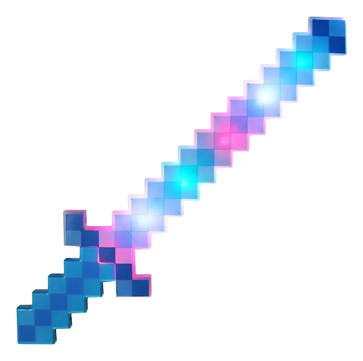 Espada Pixel Minecraft 58cm Diamante Som E Luz À Pilha Azul