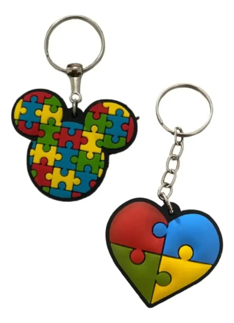 Kit 2 Chaveiros Estilosos Autista Emborrachado Preto