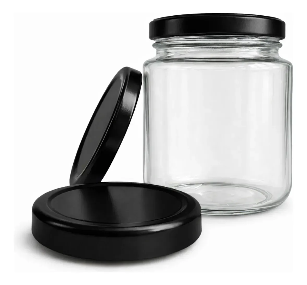 Kit 6 Potes De Vidro Belém 240ml Com Tampa Metálica 63mm E Lacres Para Geleias Doces Conservas Cor Preto