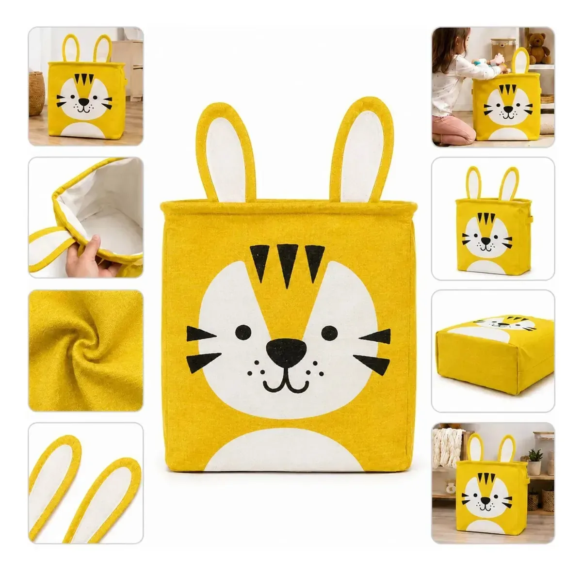 Cesto Organizador Infantil Dobrável Amarelo para Brinquedos B-Max