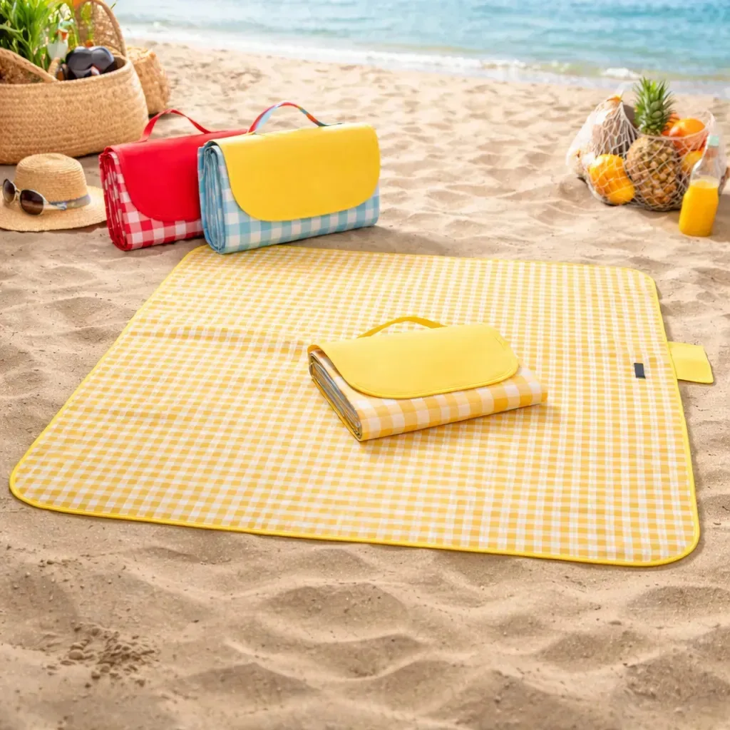 Tapete Impermeável Grande Para Piquenique Praia Cor Amarelo