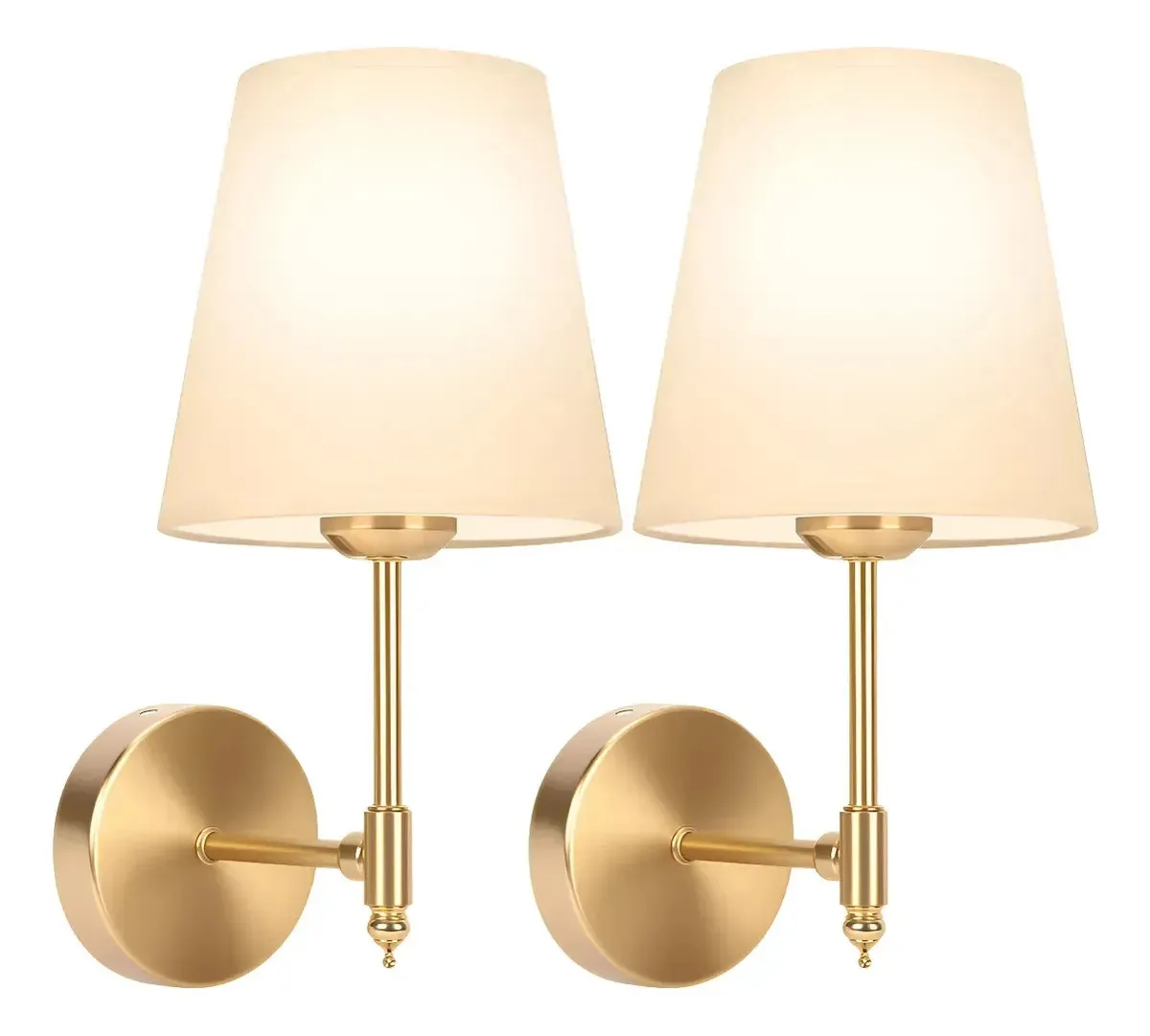 Luminaria Arandela Dourada C Cúpula Tecido Cru 2pcs Luminaria Parede Para Quartos Lâmpadas Compatíveis E26/e27