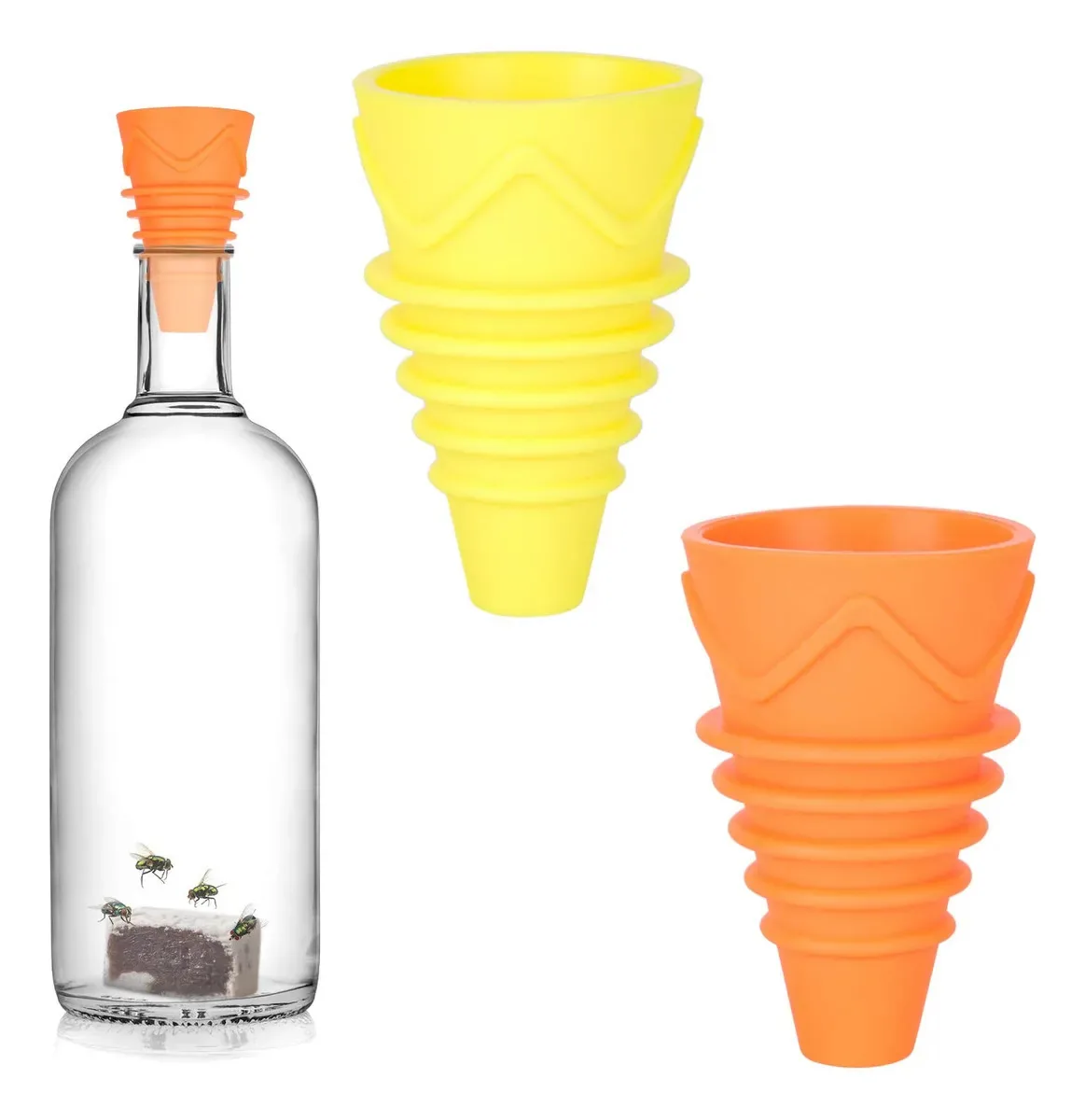 Armadilhas para moscas-das-frutas Emoly Kitchen, 2 pacotes externos reutilizáveis, armadilha interna para moscas-das-frutas, armadilha para moscas, interna (laranja e amarela)