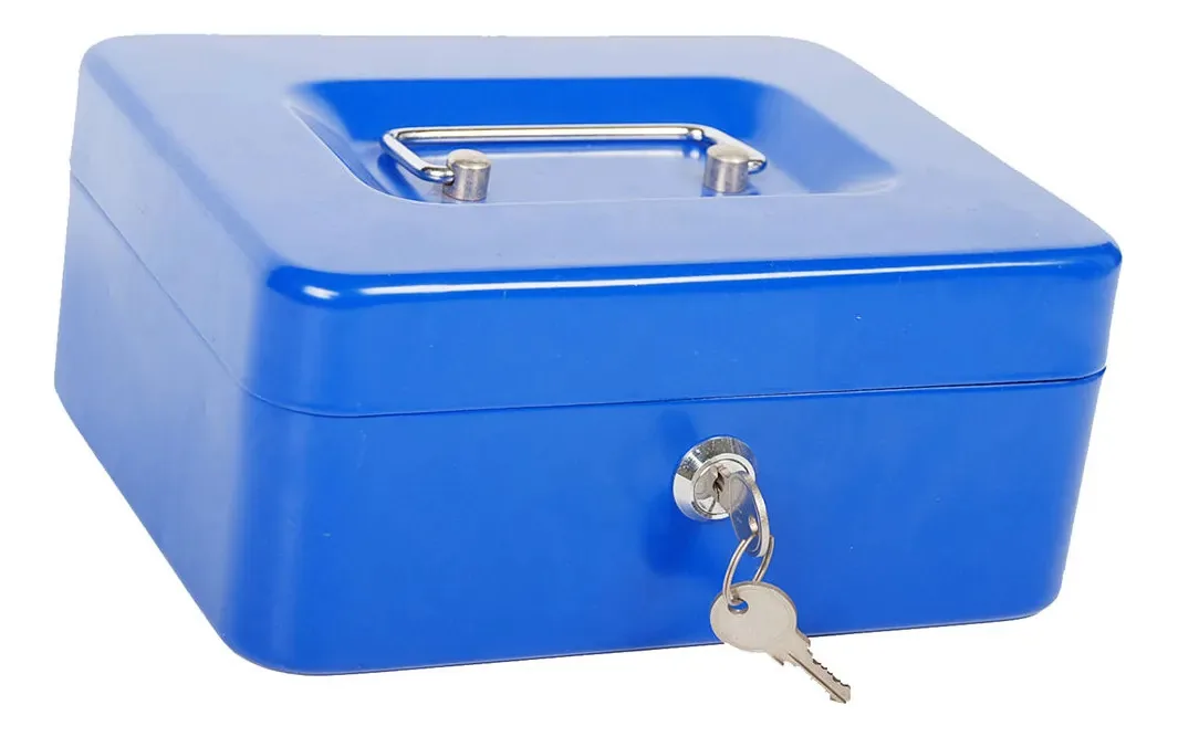Maleta Cofre Keypaber Para Joias Dinheiro Com Fundo Falso Azul