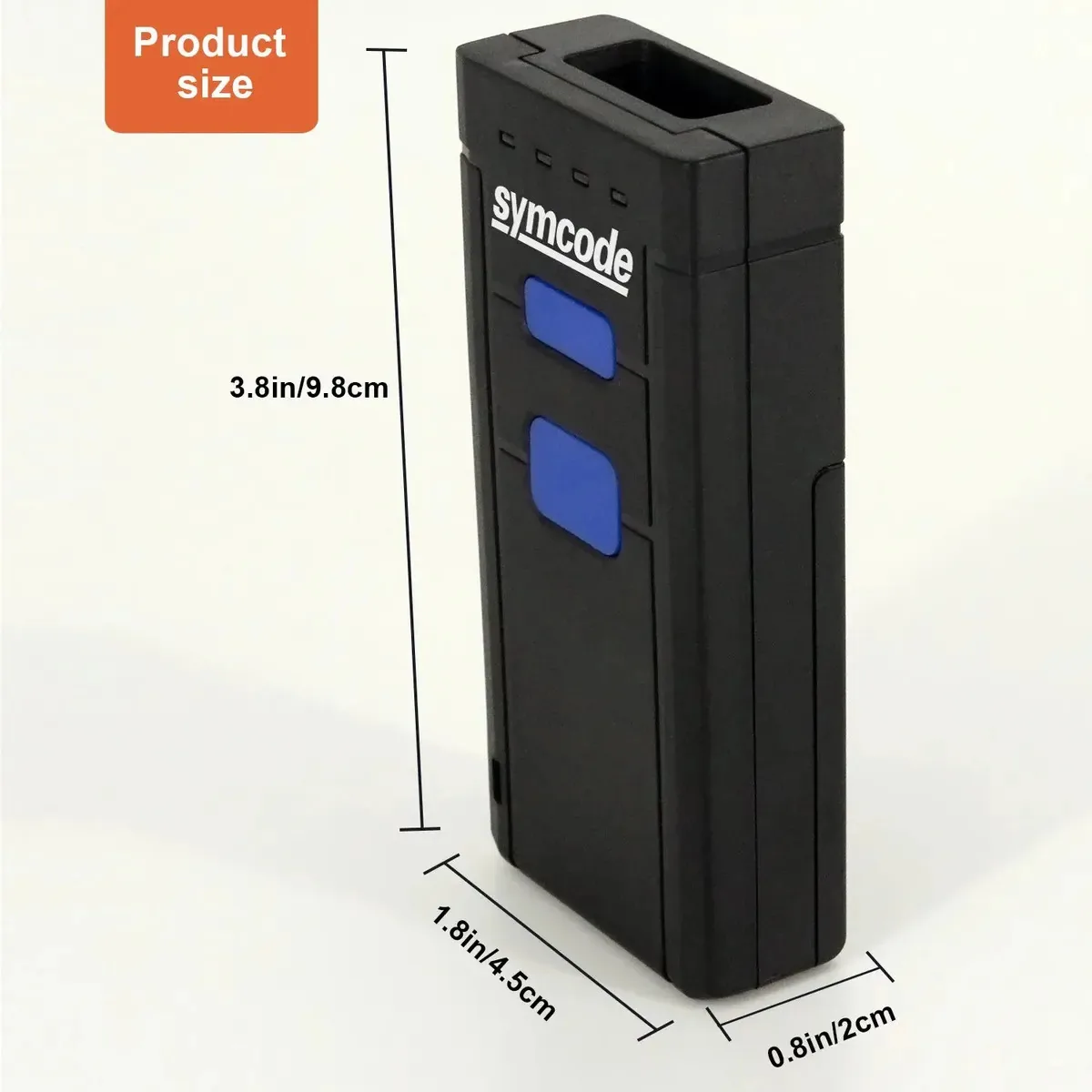 Leitor de código de barras Symcode Bluetooth QR, mini leitor de código de barras CMOS sem fio portátil 1d 2d para POS/Android/iOS/iMac/iPad
