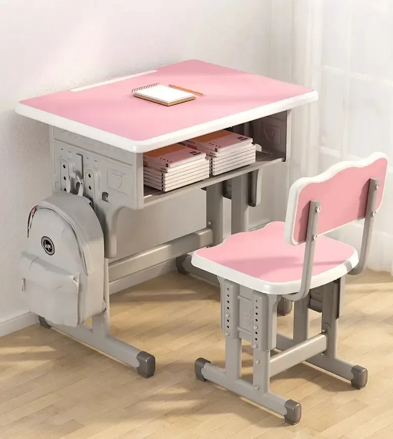 Mesa e cadeira infantis Poltronas escolares de altura ajustável, altura 64-76 cm, rosa