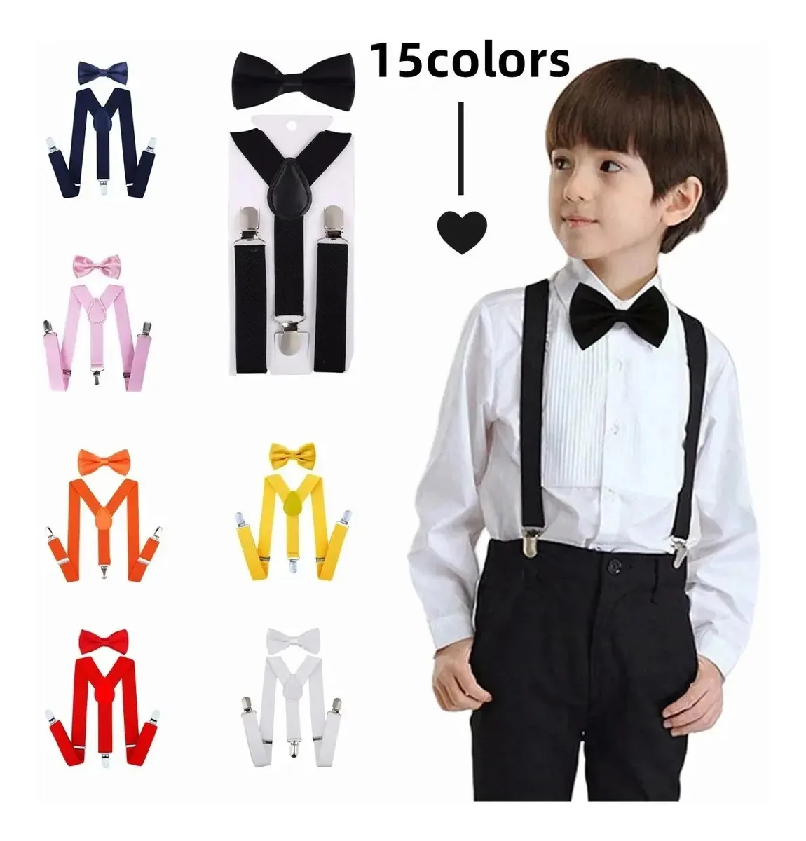 Alças de laço infantis ajustáveis, cores, cor infantil, rosa, vermelho