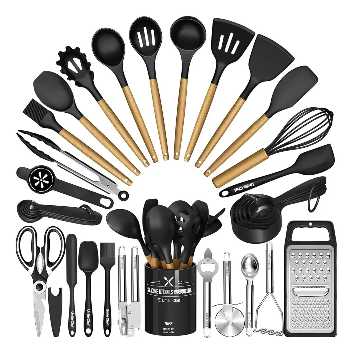 Conjunto de utensílios de cozinha de silicone - 34 peças