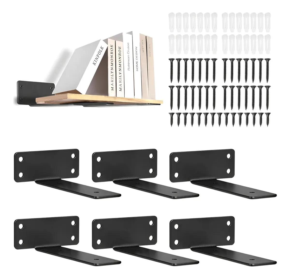 Suporte de prateleira flutuante para montagem na parede, banheiro, cozinha, quarto, preto