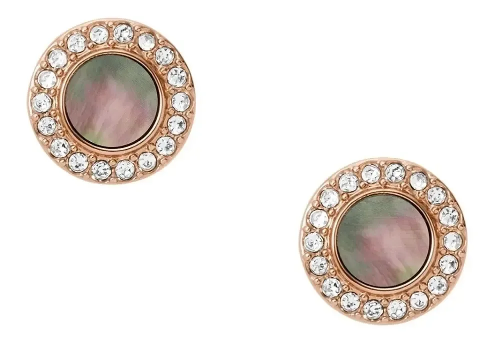 Brincos femininos Fossil Classics Glitz Brincos em ouro rosa