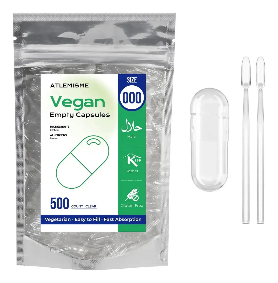 Cápsulas veganas vazias Atlemisme 000 500 para reabastecimento