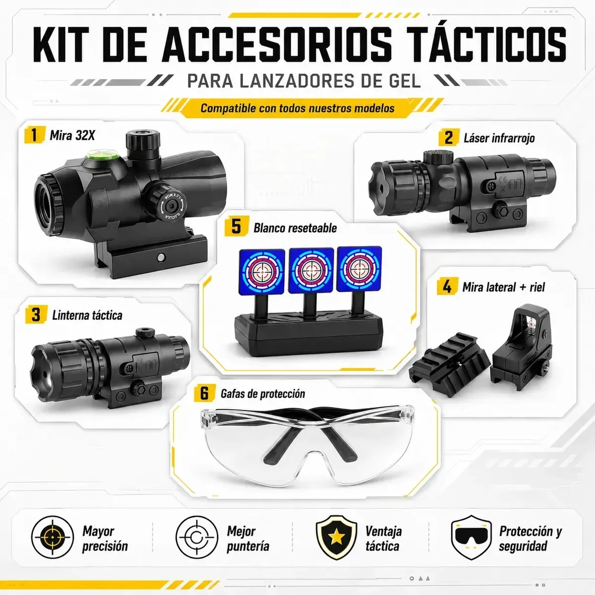 Kit de pistolas de hidrogel e acessórios para marcadores táticos DIY