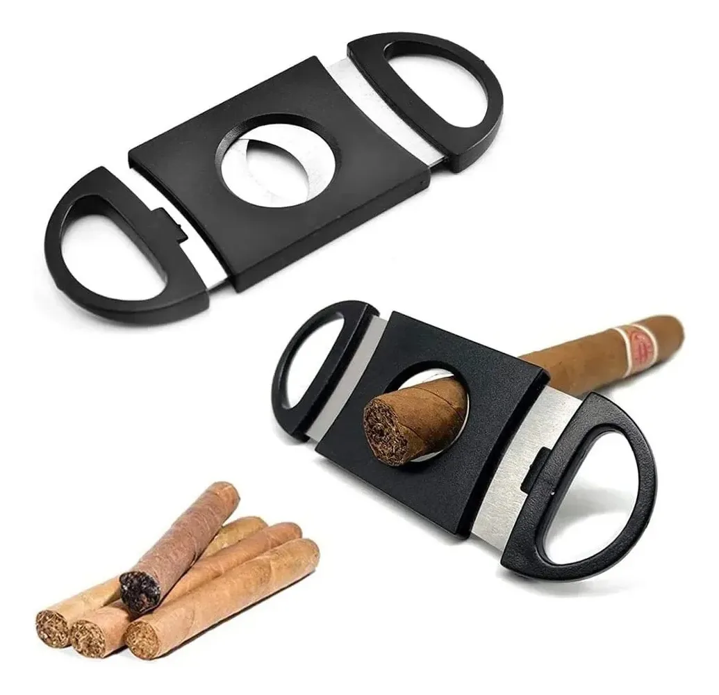 Cortador puro de aço inoxidável de lâmina dupla Habanos com borda de corte preta