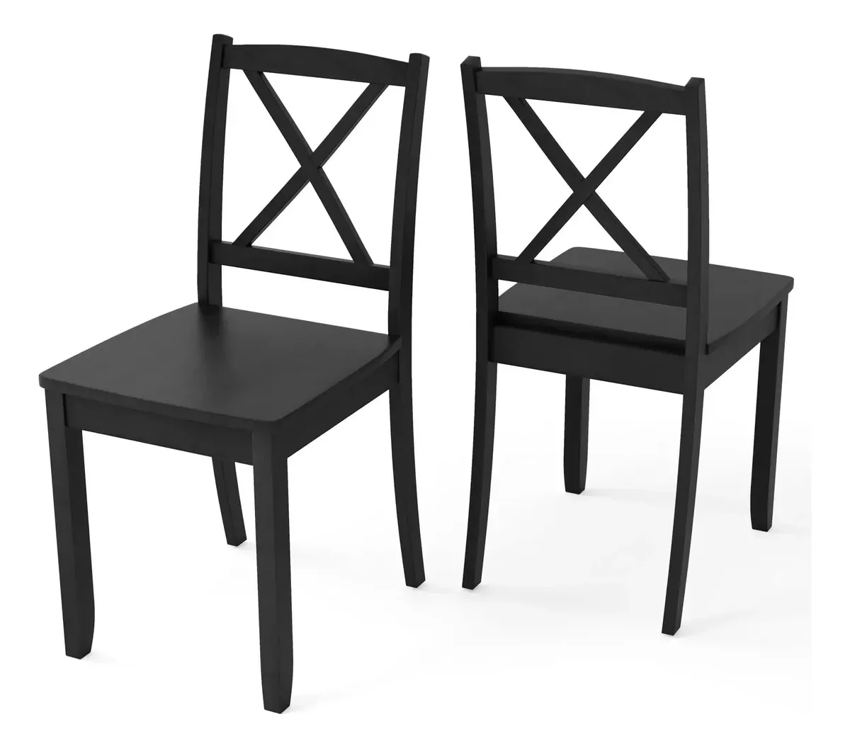 Conjunto Giantex de 2 cadeiras de jantar de madeira, cadeiras C pretas