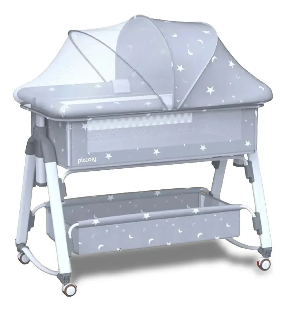 Cama de bebê Moises com rodas e mosquiteiro Cor cinza