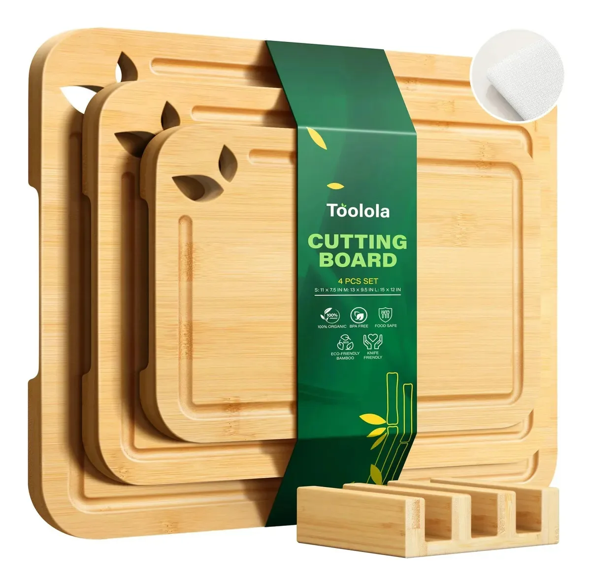 Tábuas de corte de cozinha de bambu com suporte e