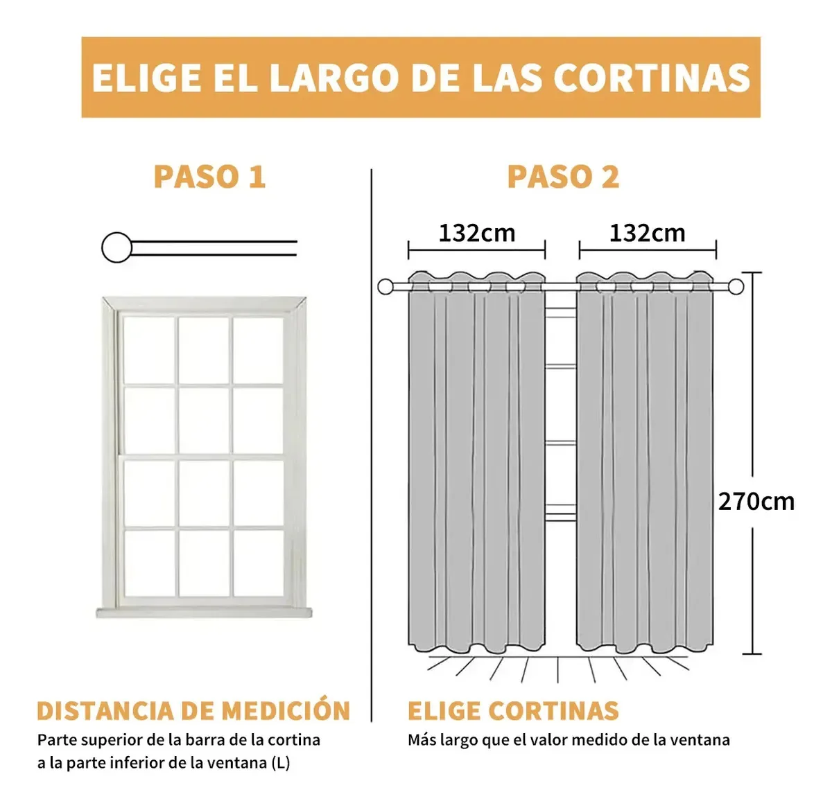 Cortinas opacas de Pbcowasa, cortinas semitransparentes, 264 x 270 cm, adequadas para sala de estar e quarto, 2 painéis.
