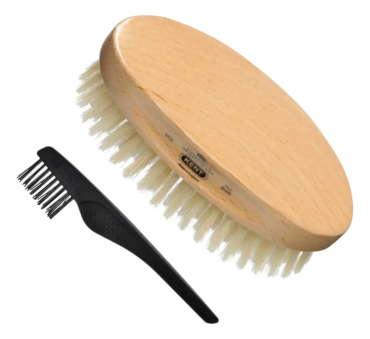 Kent Mg3 - Escova masculina de cabelo e barba para cuidar. Madeira acetinada