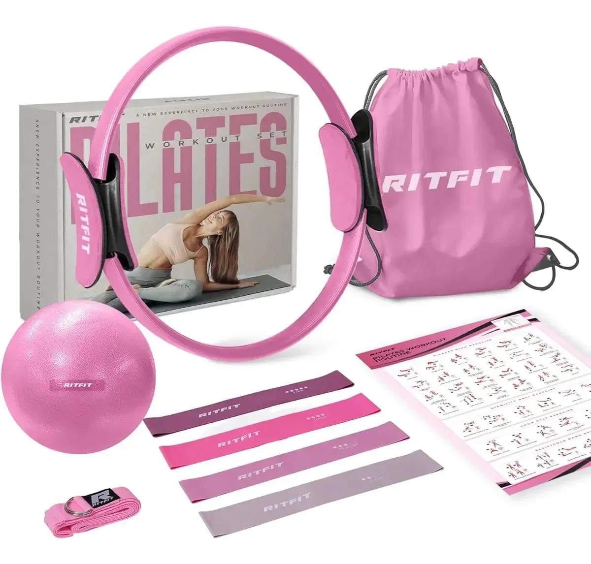 Anel de pilates Ritfit kit de pilates rosa