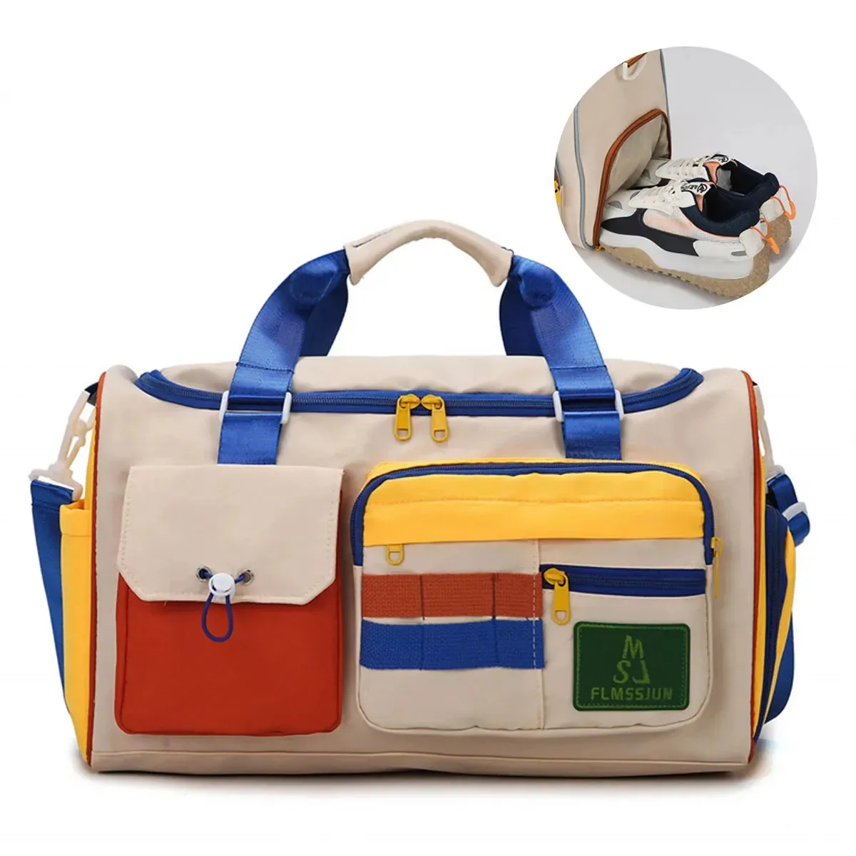Bolsa de viagem, mochila esportiva e ginástica, mala para sapatos, azul