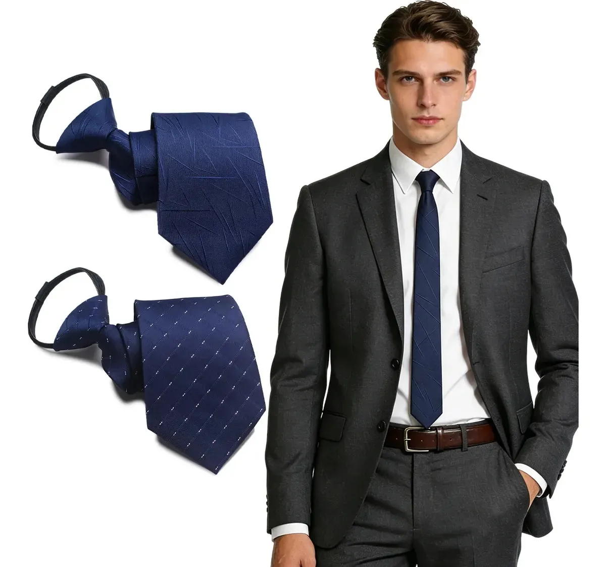 2 peças de gravatas masculinas clássicas formais masculinas, cores azul-2