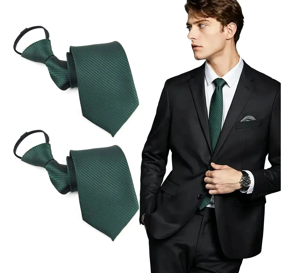2 peças de gravatas formais clássicas masculinas para homens, cores verdes