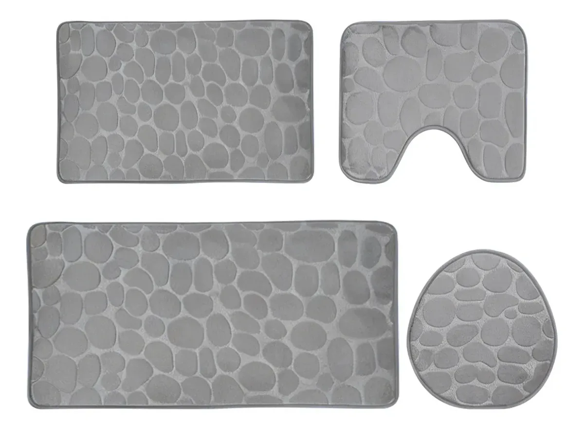 4 tapetes de banho cinza antiderrapantes ultramacios e absorventes de água