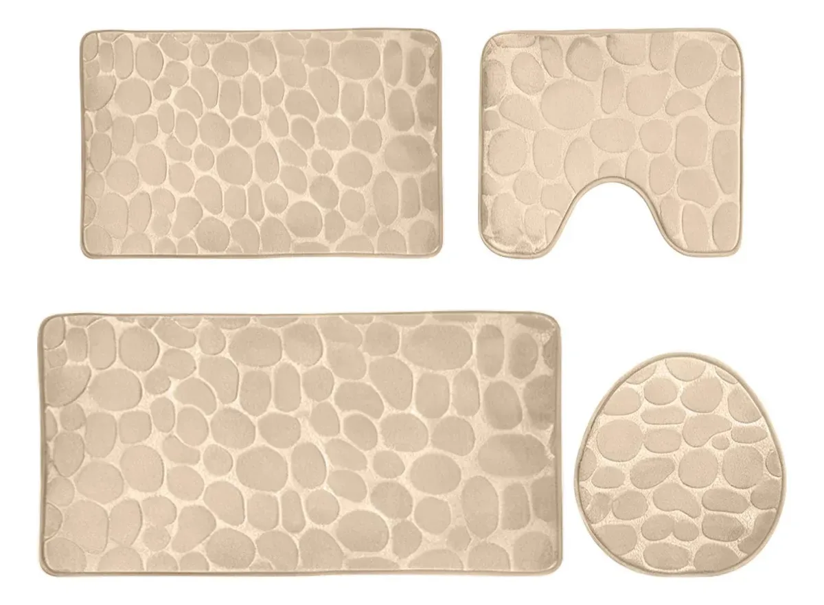 4 tapetes de banho bege antiderrapantes ultramacios e absorventes de água