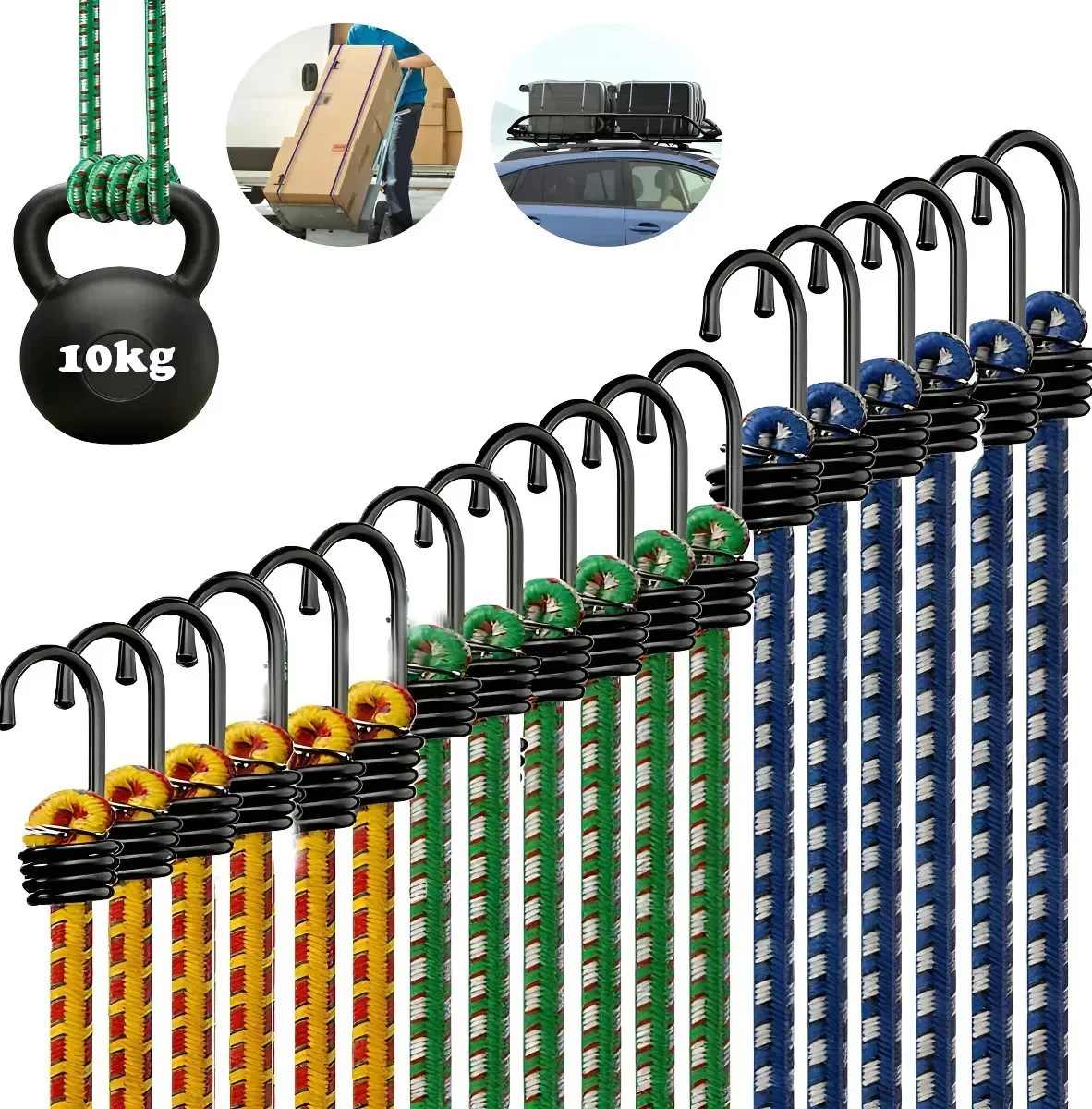 Apertadores elásticos de borracha, ganchos, suporte de carga, bagagem, lonas multicoloridas