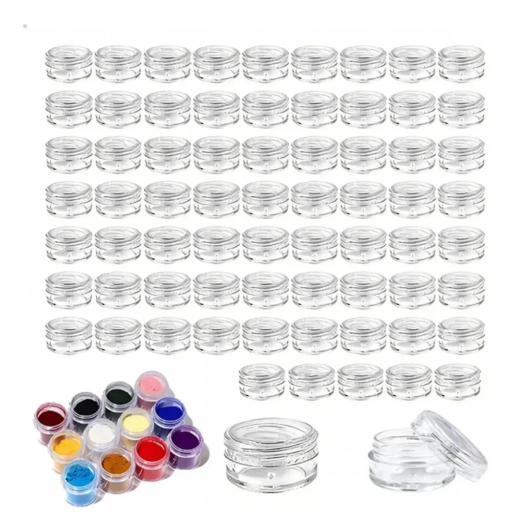 100 unidades de potes de cosméticos, embalagem, frascos de viagem transparentes e redondos, com tampas para cremes, loções, pós e brilhos