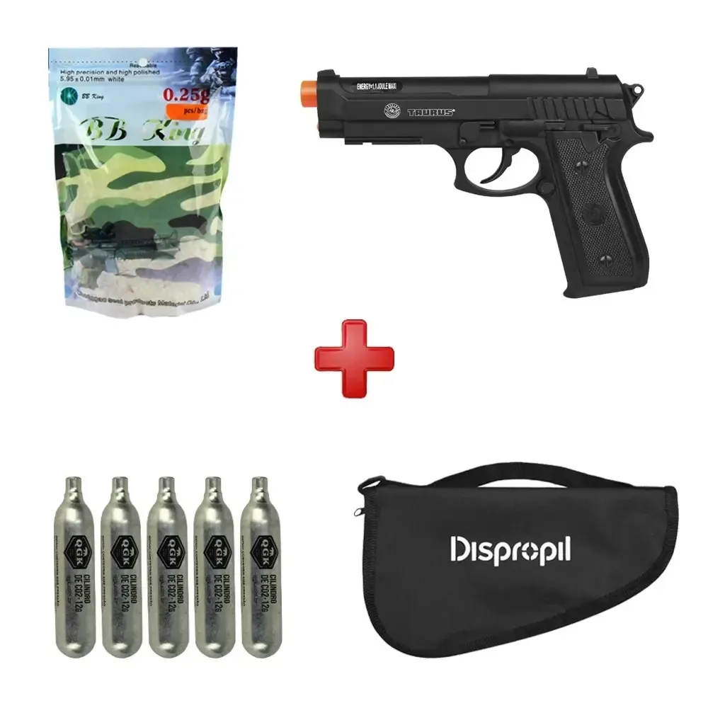Pistola Full Metal Co2 Taurus Pt92 6mm + Capa + Bbs 0.25g