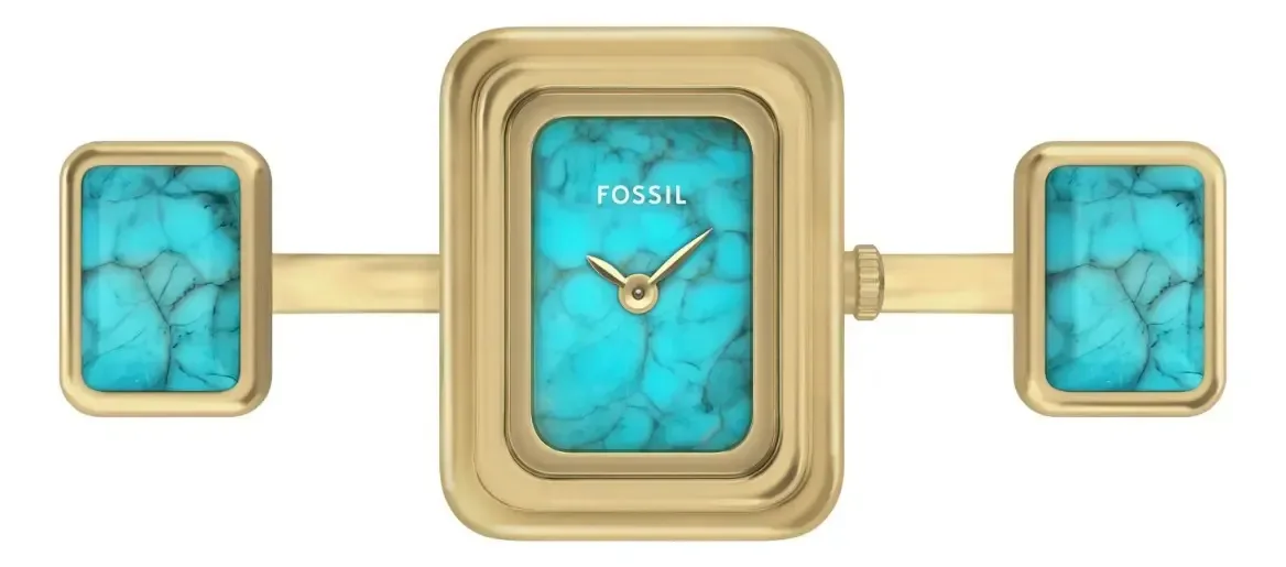 Anel de relógio Fossil Dama Es5432 Raquel Relógio de aço dourado