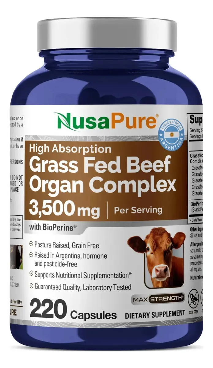 Complexo de órgãos de carne bovina Nusapure Pastura - 220 cápsulas
