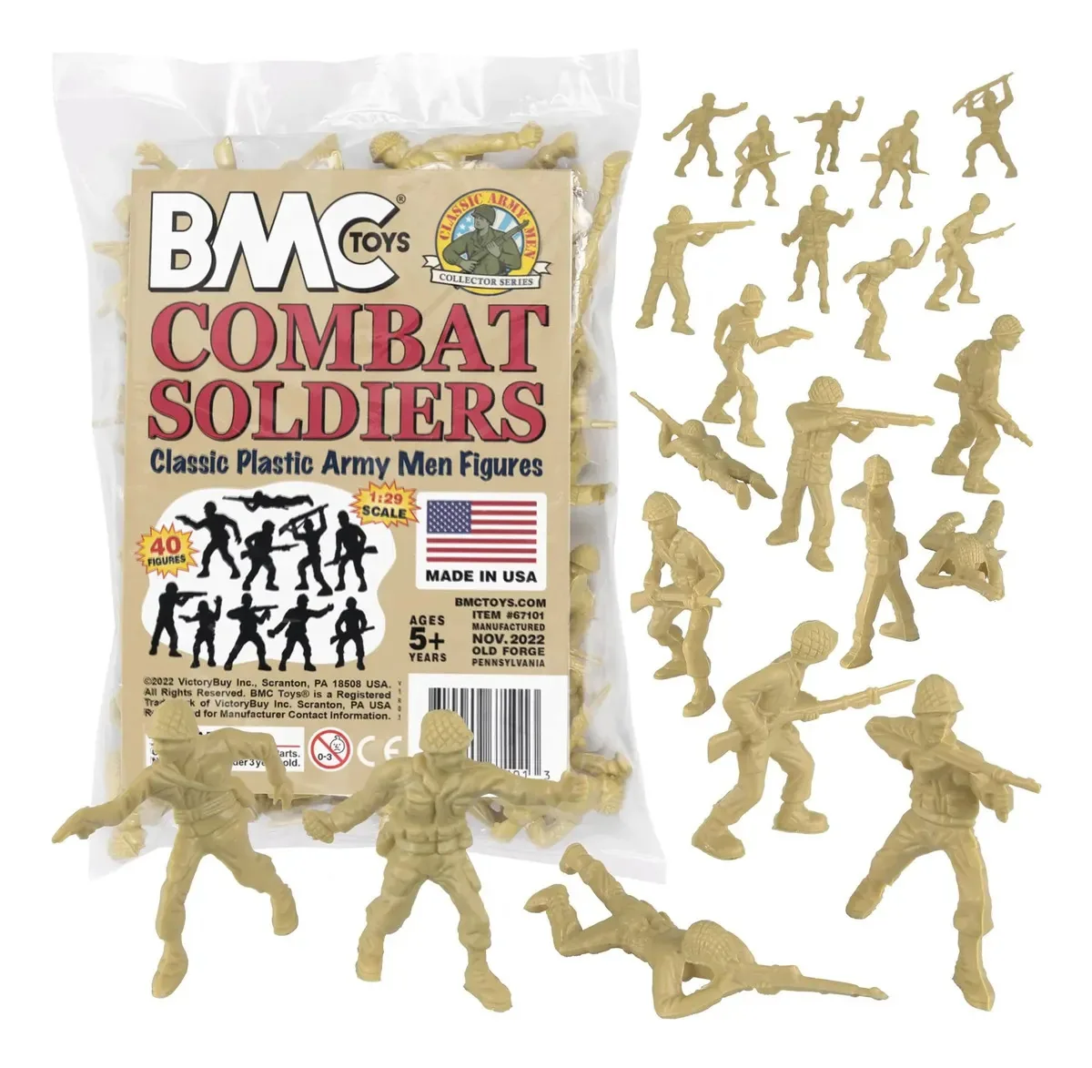 Brinquedo clássico Bmc, plástico bronzeado, para homens, 40 unidades