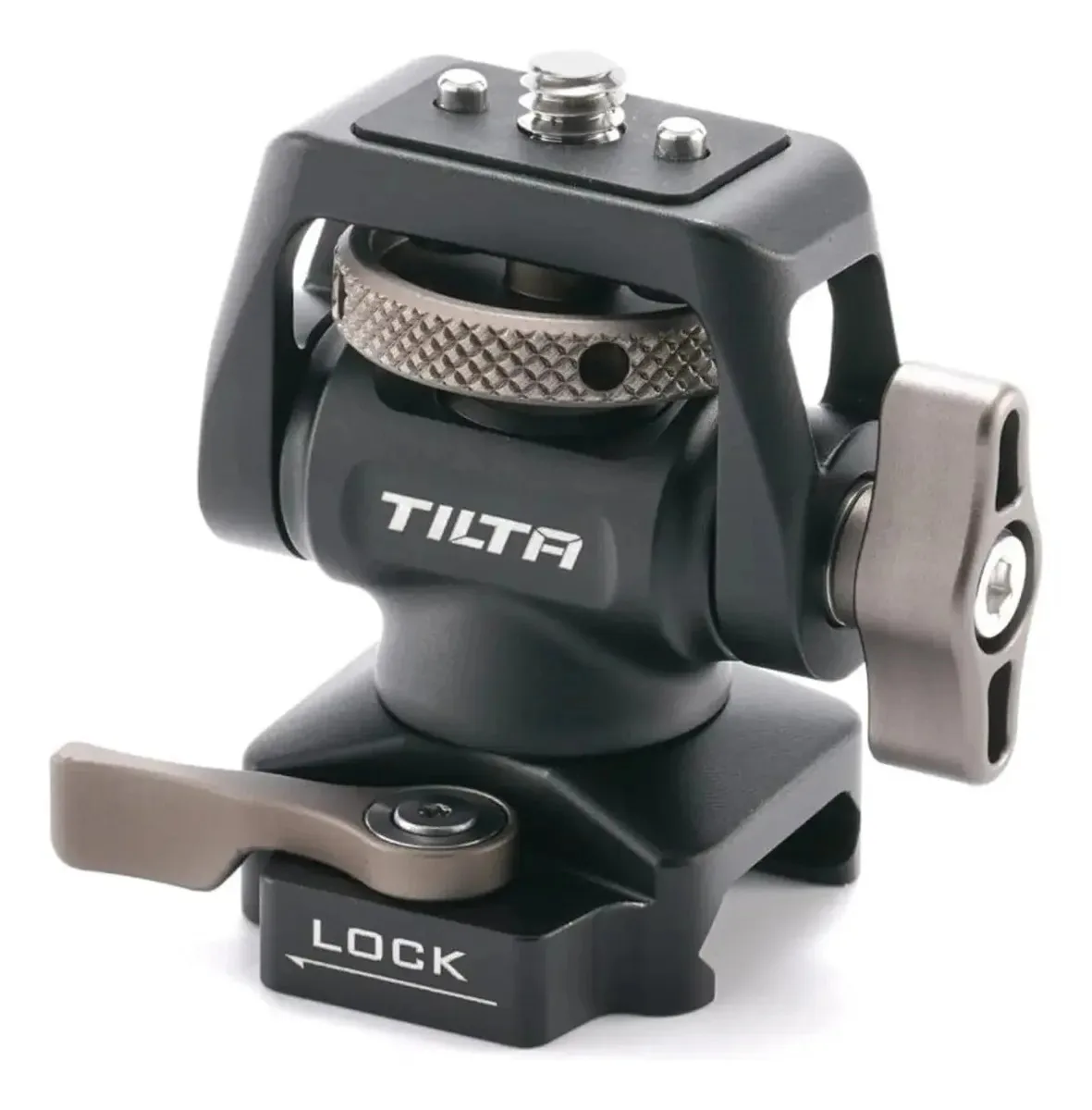 Tilta - Suporte de montagem para acessórios | Comporta até 2 kg | Construção em alumínio | Swivel 360 e Tilt 175 | Botão de travamento ajustável | Opções de montagem - preto | (OTAN)