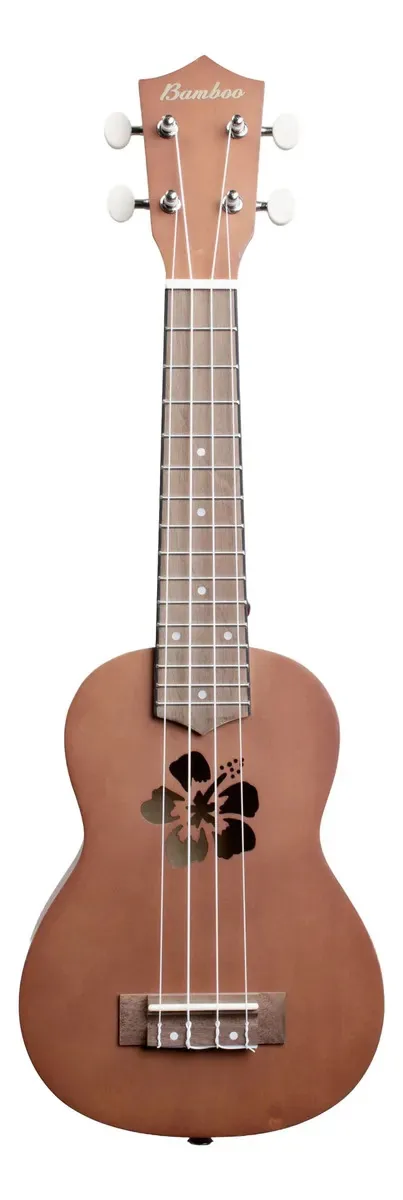 Ukulele Bamboo Soprano Hibiscus — capa marrom incluída