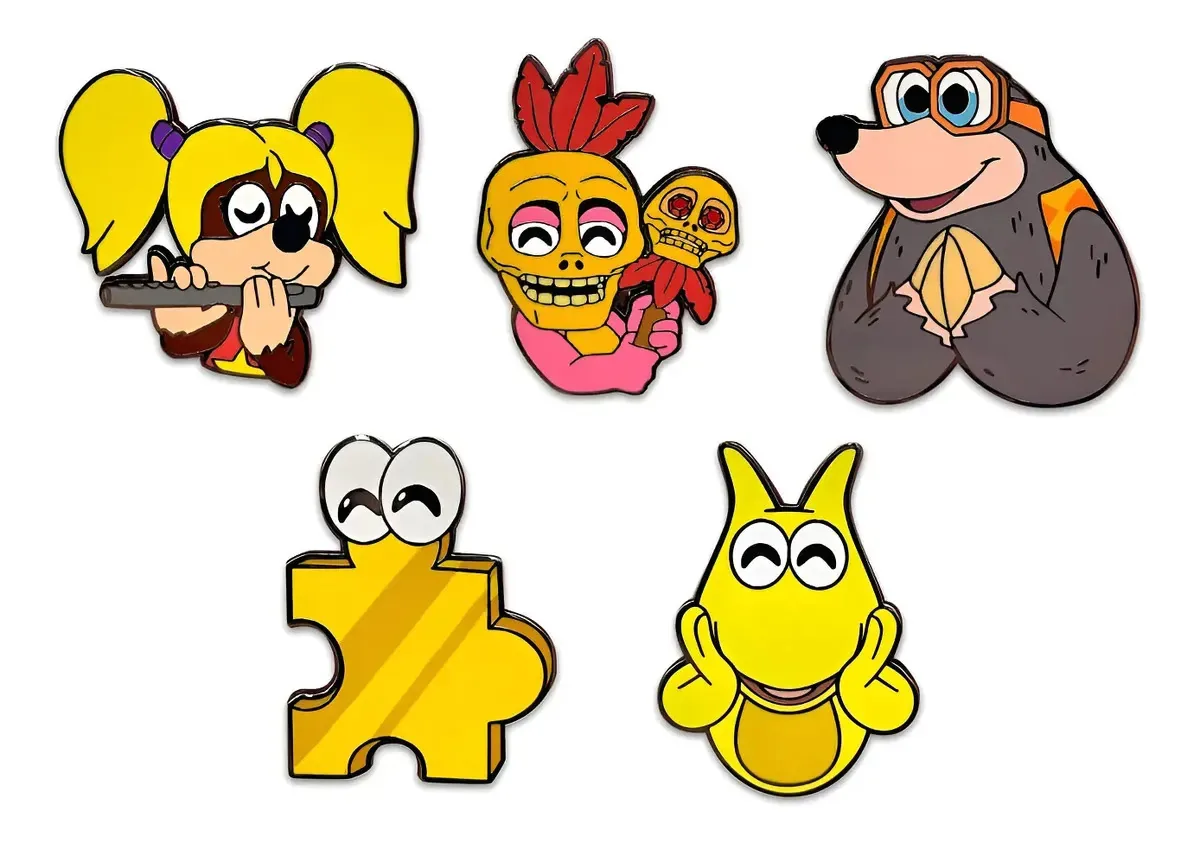 Youtooz Banjo Kazooie - Conjunto de pinos de banjo Kazooie com. Roxo, laranja, azul, preto, prata, verde, vermelho ou amarelo