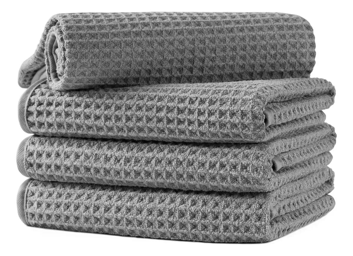 Toalhas de mão de microfibra com textura de waffle, 4 peças,. microfibra