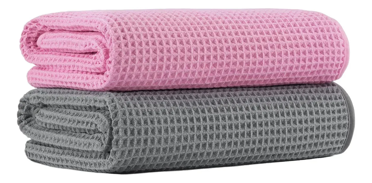 Novas toalhas de banho de microfibra Microfi com ponto de waffle,. Microfibra preta