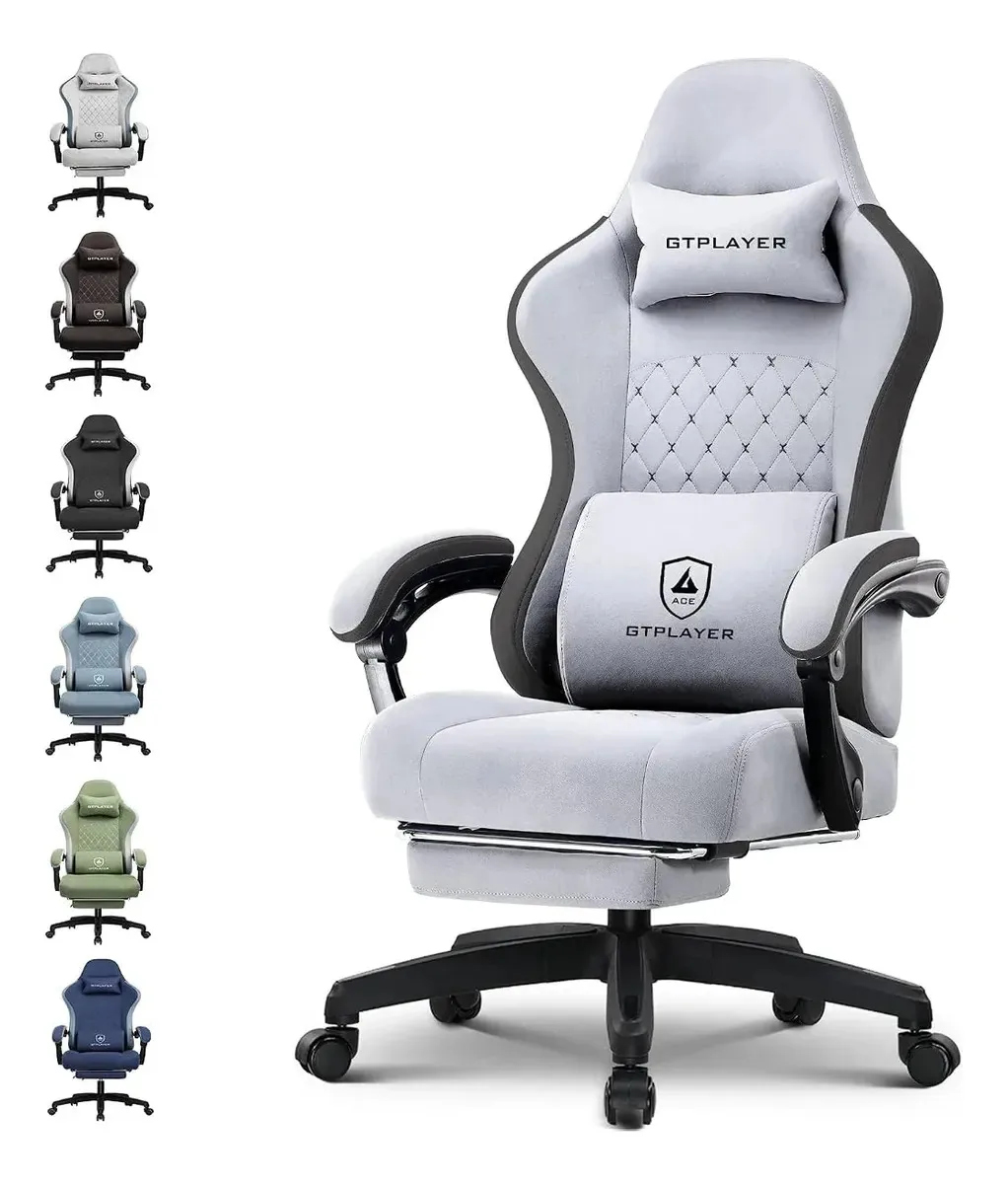 Cadeira ergonômica para jogos com apoios de braços e apoio para os pés