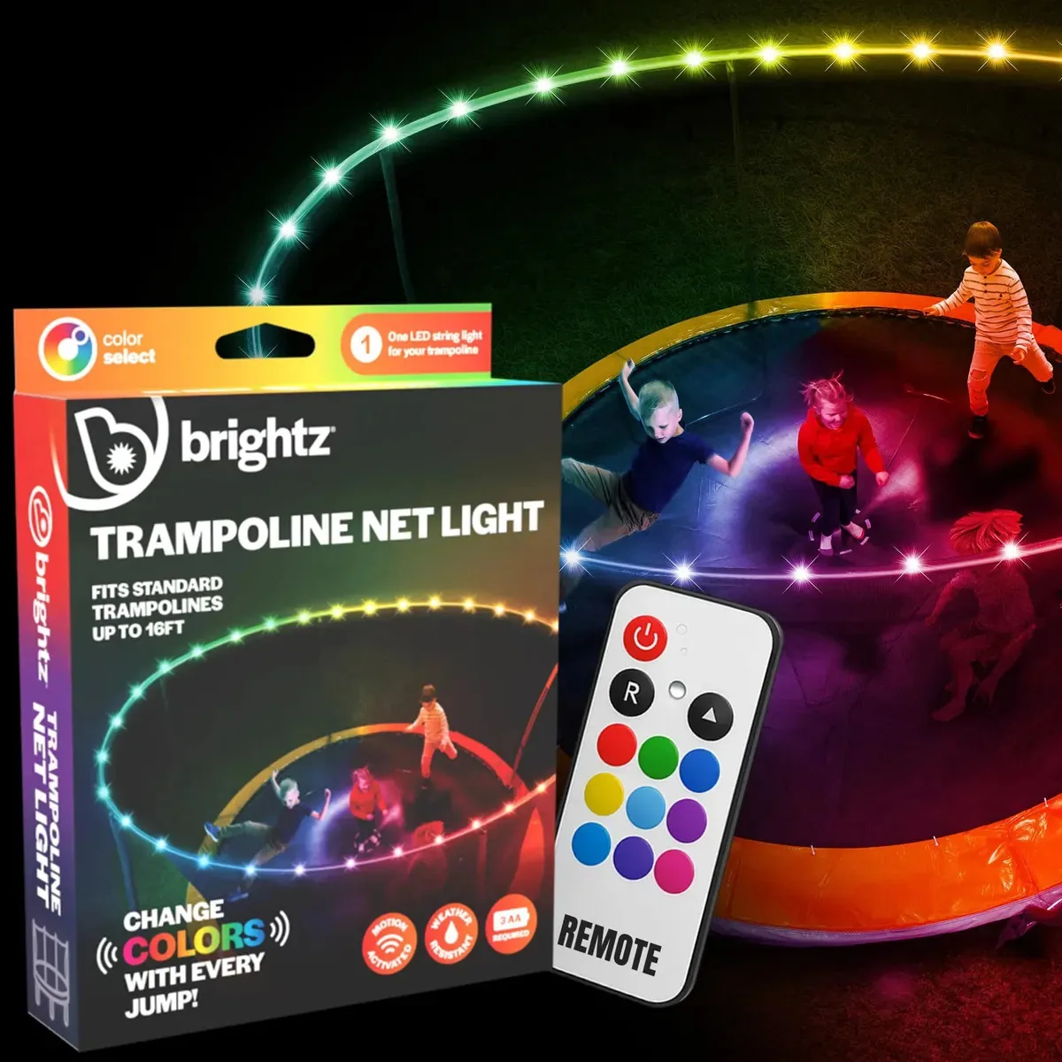 Luzes de trampolim suspensas Brightz, clipes de LED. Coral claro