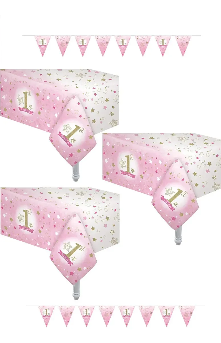 Pacote Oojami de 3 toalhas de mesa descartáveis rosa claro. plástico