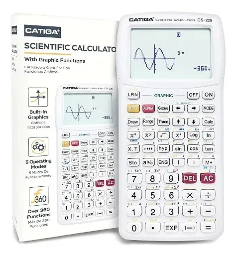 Funções da calculadora gráfica científica Catiga Cs-229: branco