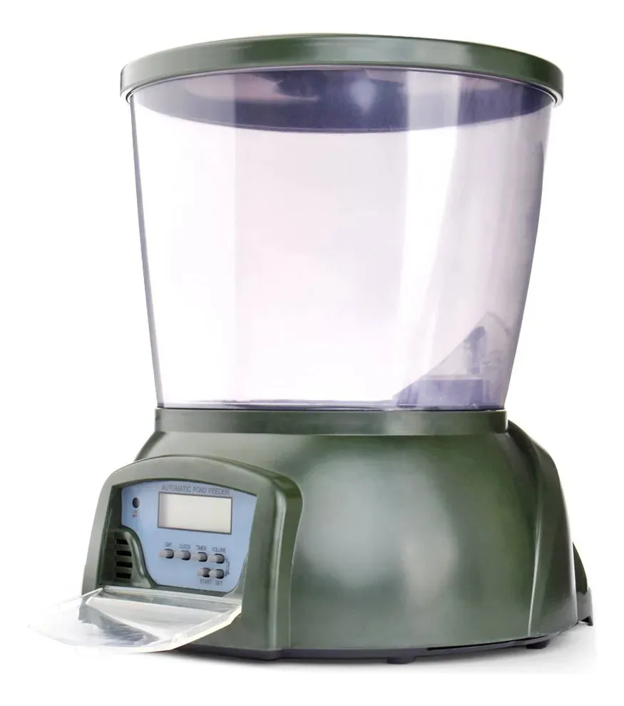 Flexzion - Alimentador automático de alimentos para peixes, digital, programável, dispensador de ração, 4 temporizadores, para aquário, lago, casa, escritório, uso com display LCD