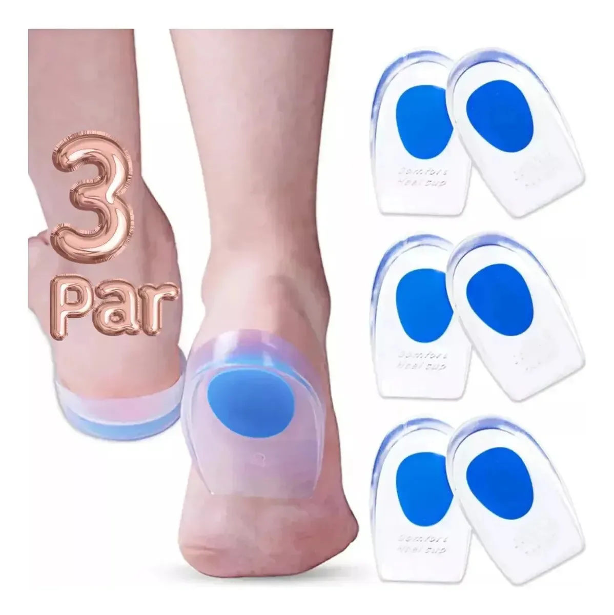 3 pares de palmilhas elevatórias autoadesivas de gel macio para calçados esportivos antiderrapantes, aumento invisível de altura, amortecedores confortáveis de uso unissex